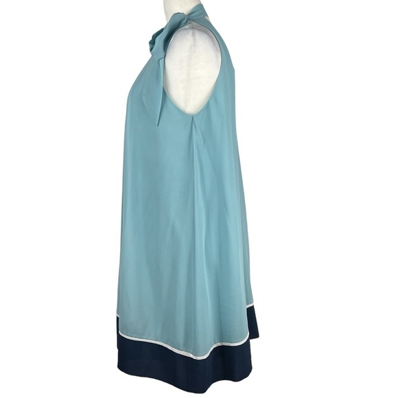 SHE & SKY SLEEVELESS TIE‎ NECK LINED FLOWY A-LINE MINI DRESS - Picture 4 of 12